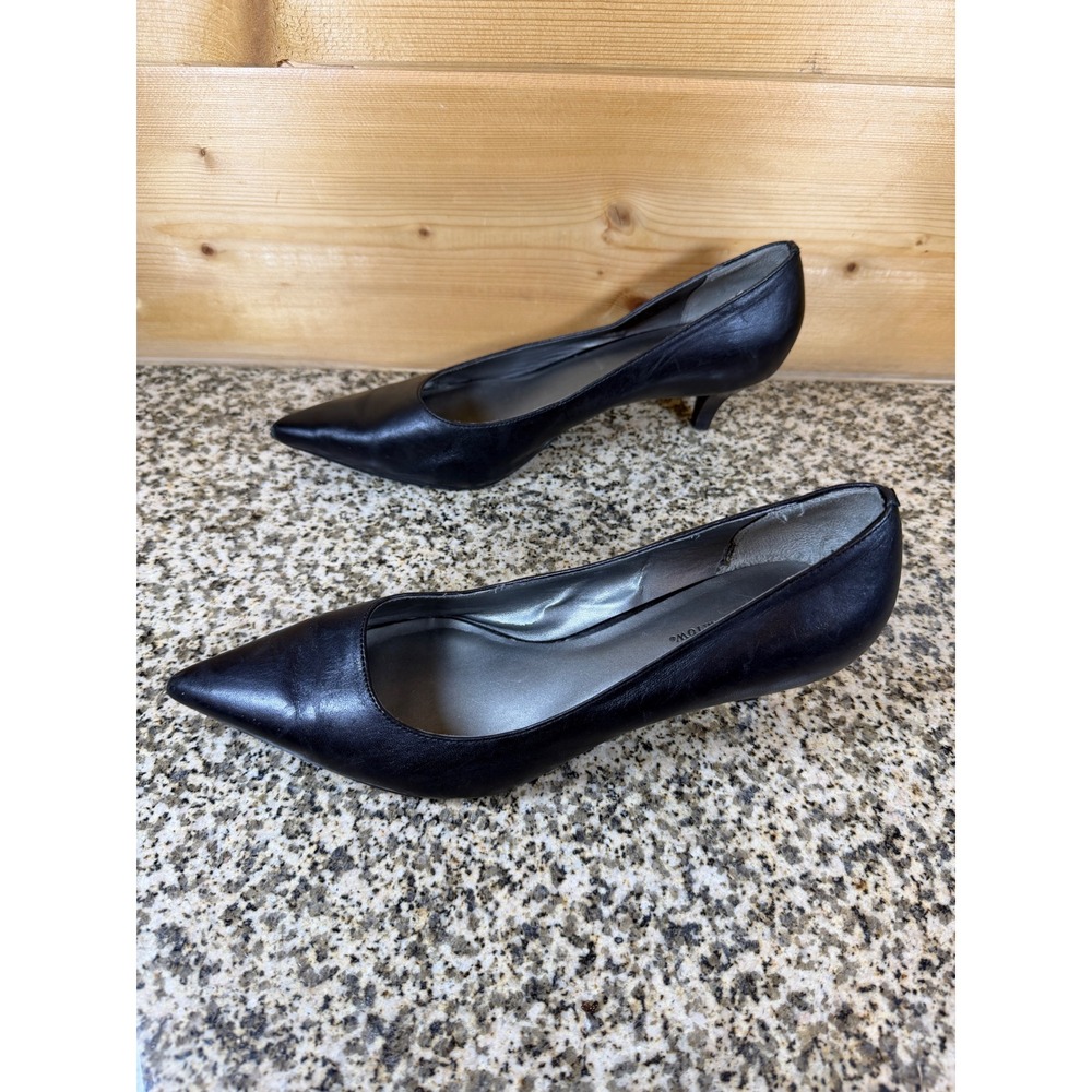 Croft & Barrow Womens Dawn Black Genuine Leather Pointed Toe Heel Pumps 7.5 - Picture 2 of 7